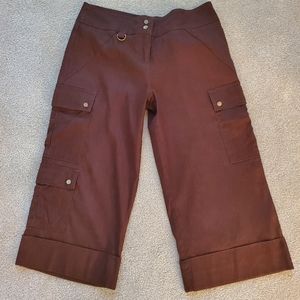 EUC Cache Linen Wide Leg Cargo Capri